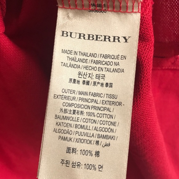 Men's Burberry Short-Sleeve Oxford Polo Shirt, Red - Picture 7 of 8